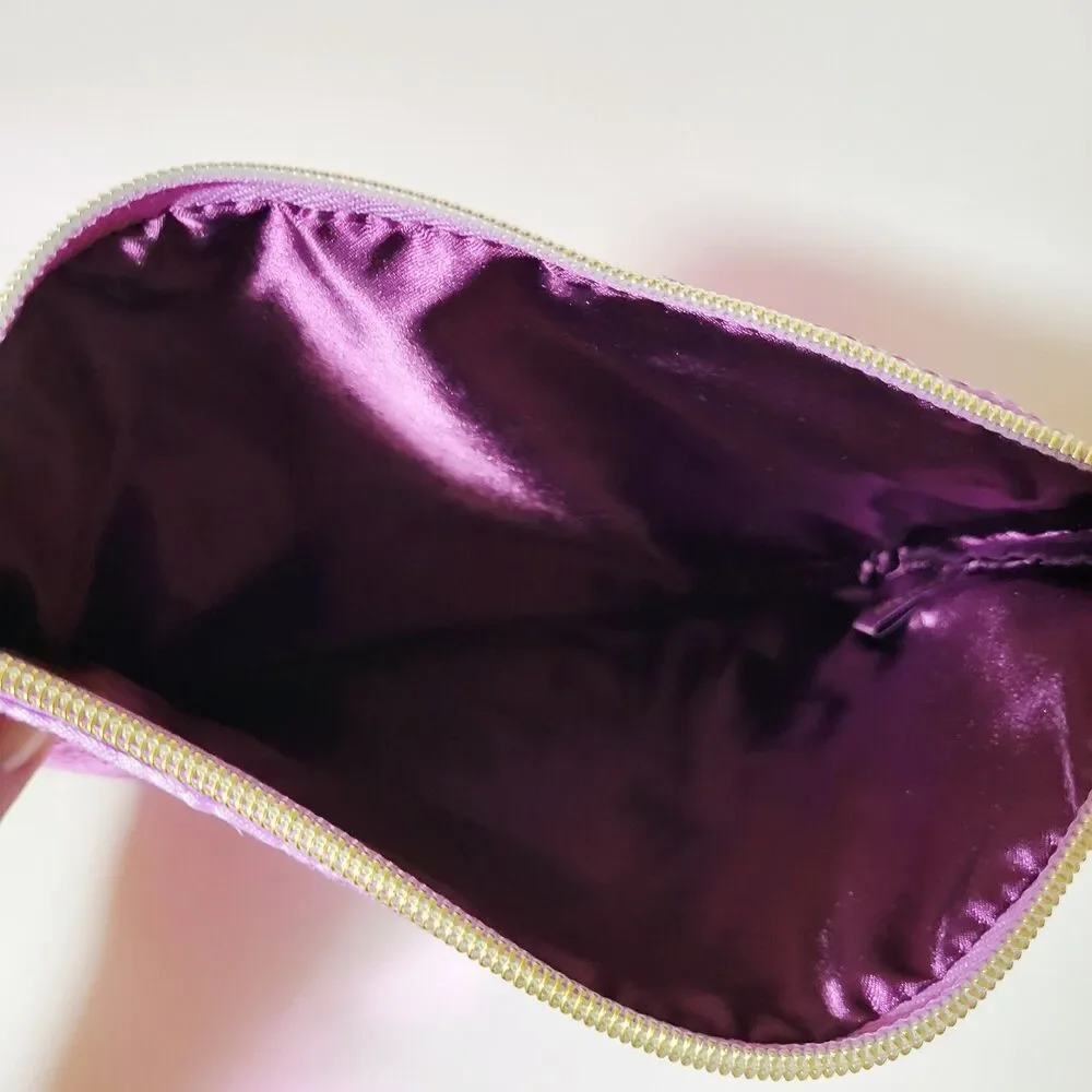 Tarte Pink Purple Sequined Pink Flamingo Makeup Cosmetic Toiletry Bag NEW